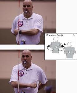 Hand signaling of volleyball court switch sides