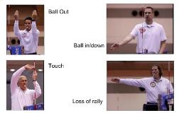Second referee volleyball techniques signals you mimic out, touch, ball in, ball out