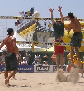Volleyball block on the beach