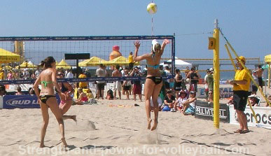 Learning to hit shots in sand volleyball