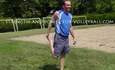 Dynamic exercises for volleyball quad stretch